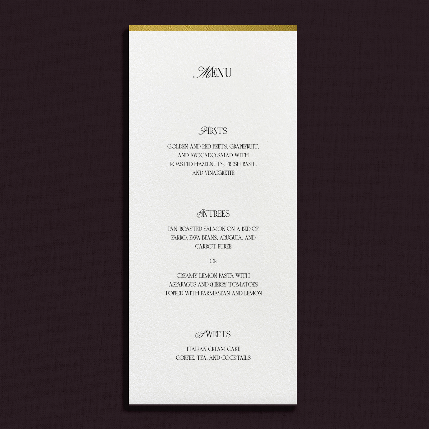 Eternity Menu