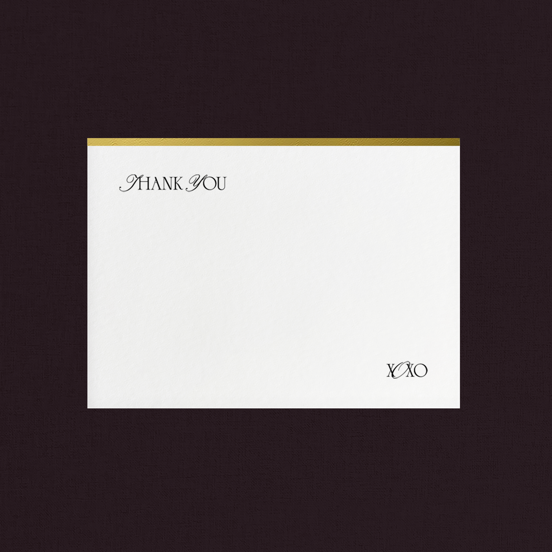 White thank you card with gold foil accent