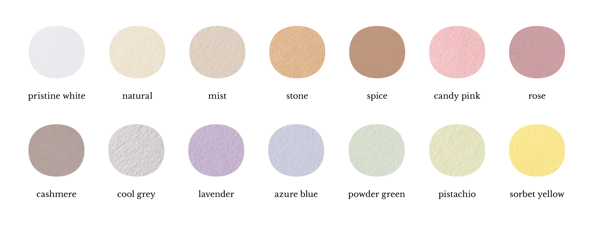 14 paper color swatches
